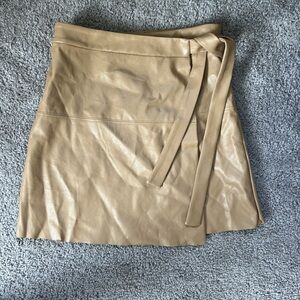 Aritzia Tan leather wrap skirt